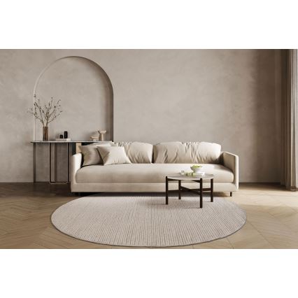 Натуральный круглый ковёр FIR WOOL 160 см 2600 г/м² кремовый