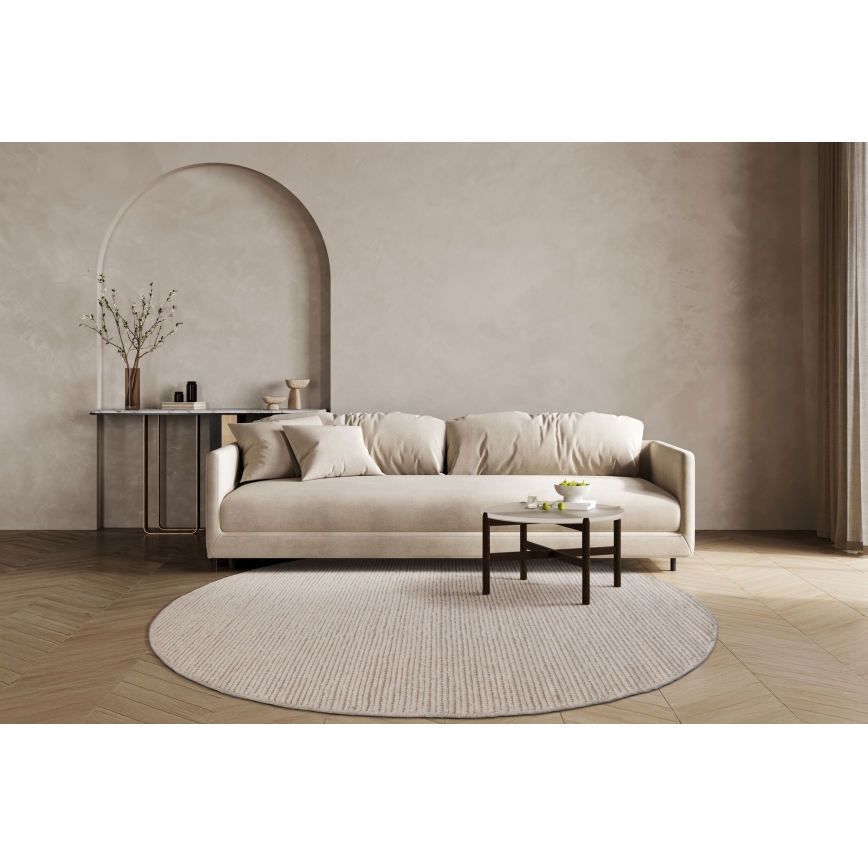 Натуральный круглый ковёр FIR WOOL 160 см 2600 г/м² кремовый