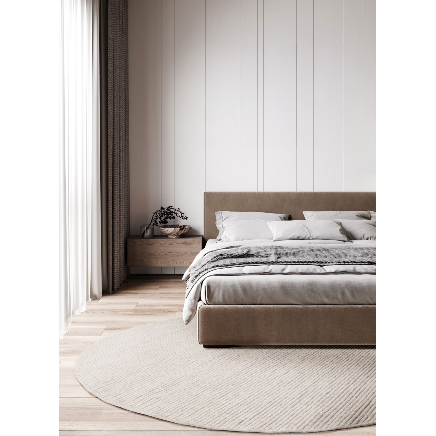 Натуральный круглый ковёр FIR WOOL 160 см 2600 г/м² кремовый