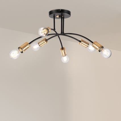 Накладна люстра ANYA 6xE27/15W/230V чорна/золота