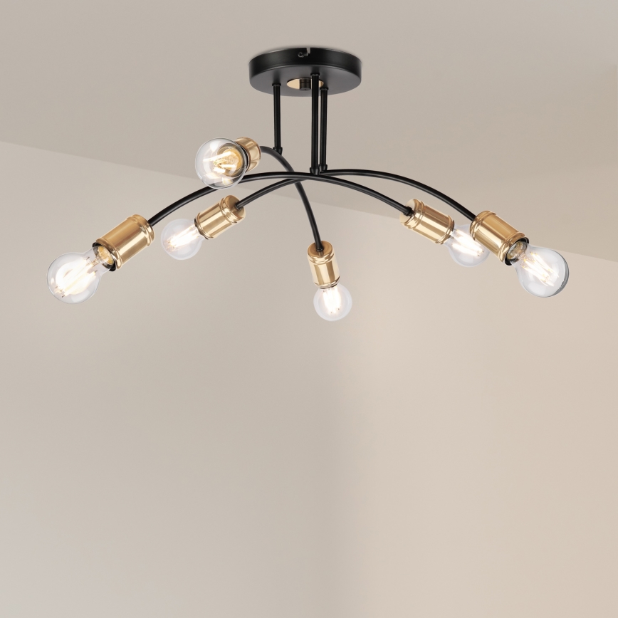 Накладна люстра ANYA 6xE27/15W/230V чорна/золота
