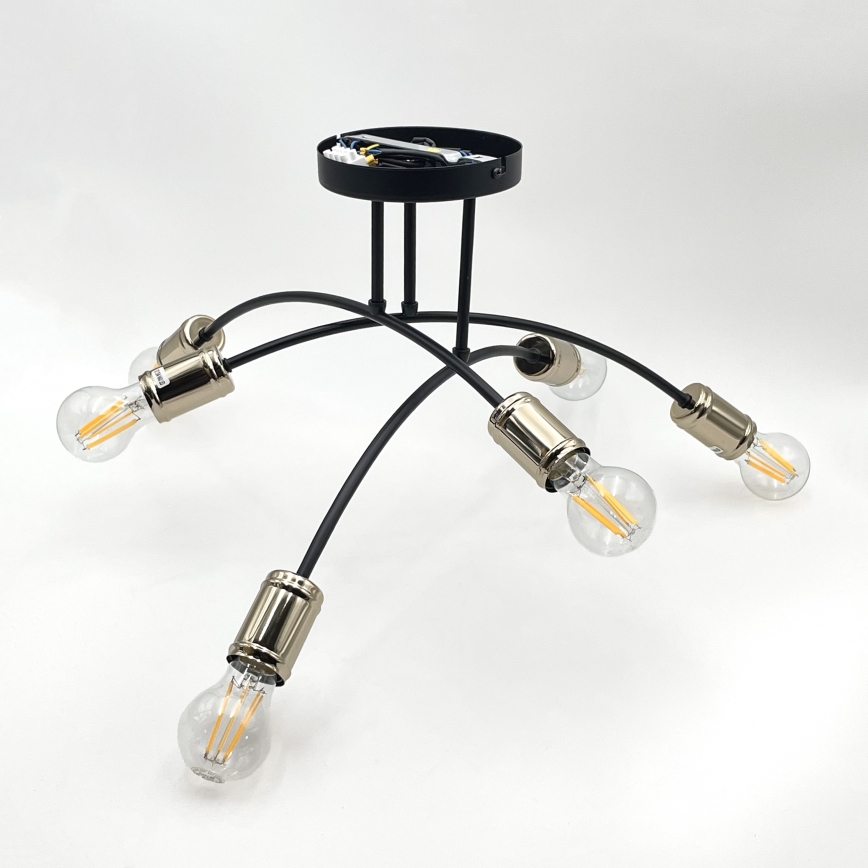 Накладна люстра ANYA 6xE27/15W/230V чорна/золота