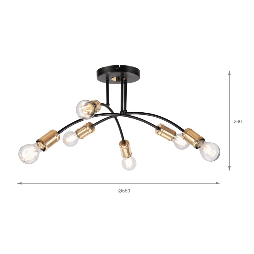 Накладна люстра ANYA 6xE27/15W/230V чорна/золота