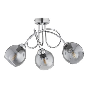 Накладна люстра ARMA 3xE27/15W/230V глянцевий хром/чорний/димчастий