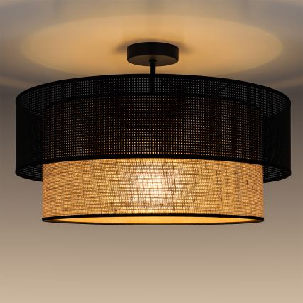 Накладна люстра BORHO 1xE27/60W/230V діаметр 40 см чорна/джут