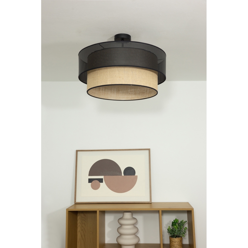 Накладна люстра BORHO 1xE27/60W/230V діаметр 40 см чорна/джут