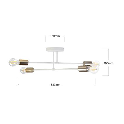 Накладна люстра CAMBRIDGE 4xE27/15W/230V латунь/білий