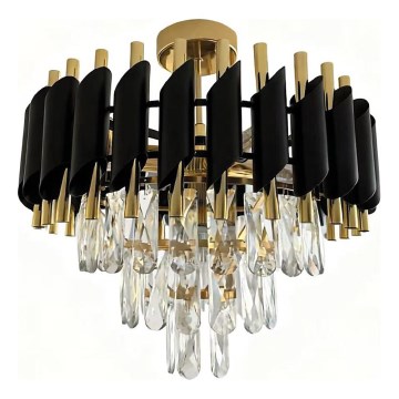 Накладна люстра CRISTAL 5xE14/10W/230V чорна/золота