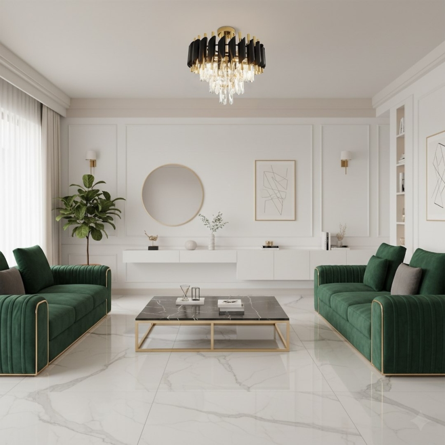 Накладна люстра CRISTAL 5xE14/10W/230V чорна/золота