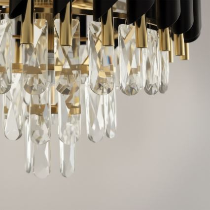 Накладна люстра CRISTAL 5xE14/10W/230V чорна/золота