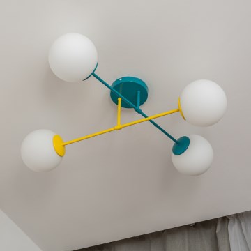 Накладна люстра MOON 4xE27/15W/230V бірюзова/жовта
