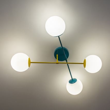 Накладна люстра MOON 4xE27/15W/230V бірюзова/жовта