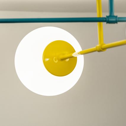 Накладна люстра MOON 4xE27/15W/230V бірюзова/жовта
