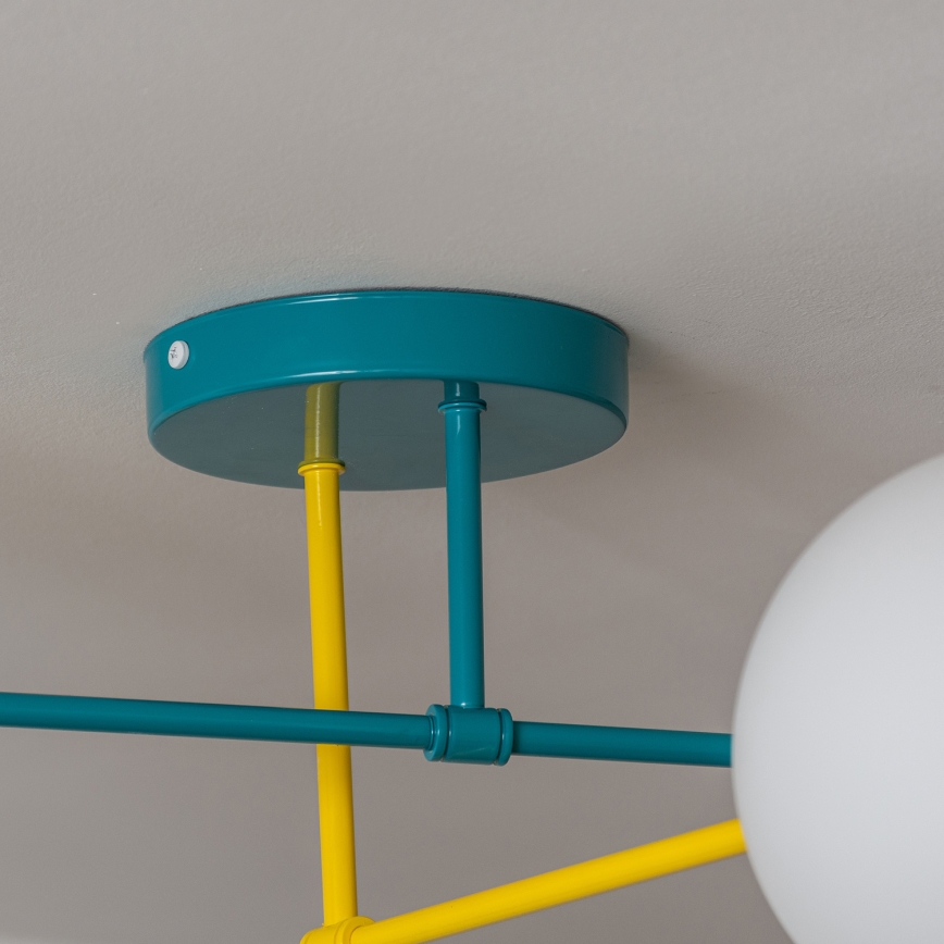 Накладна люстра MOON 4xE27/15W/230V бірюзова/жовта