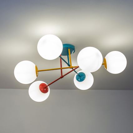 Накладна люстра MOON 6xE27/15W/230V бірюзова/жовта/червона