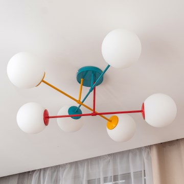 Накладна люстра MOON 6xE27/15W/230V бірюзова/жовта/червона