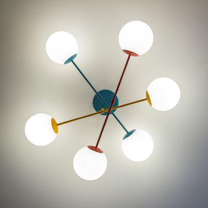 Накладна люстра MOON 6xE27/15W/230V бірюзова/жовта/червона