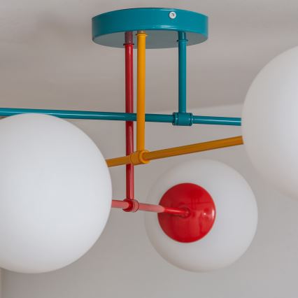 Накладна люстра MOON 6xE27/15W/230V бірюзова/жовта/червона