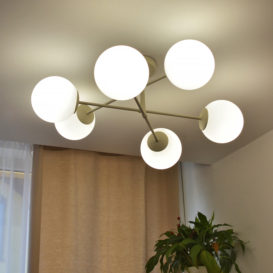 Накладна люстра MOON 6xE27/15W/230V кремова