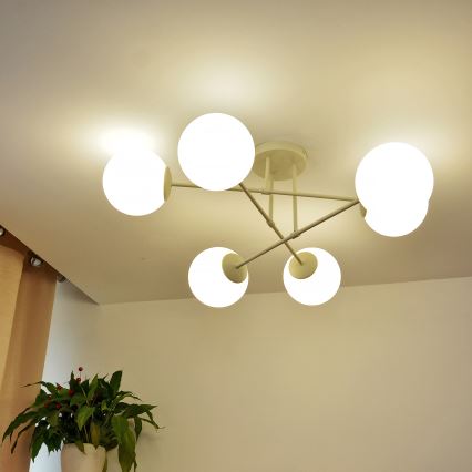 Накладна люстра MOON 6xE27/15W/230V кремова