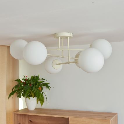 Накладна люстра MOON 6xE27/15W/230V кремова