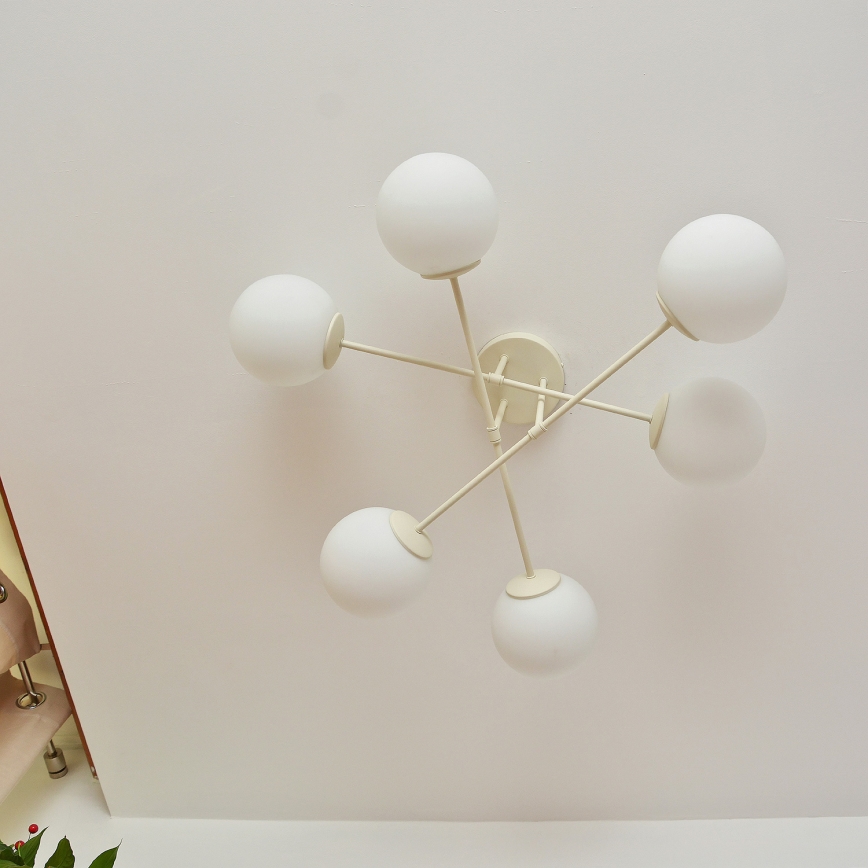 Накладна люстра MOON 6xE27/15W/230V кремова