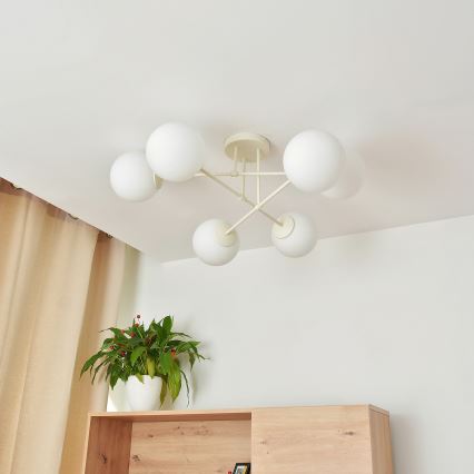 Накладна люстра MOON 6xE27/15W/230V кремова