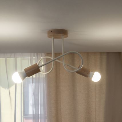 Накладна люстра OXFORD 2xE27/15W/230V сосна/кремова