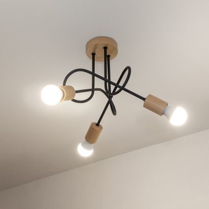 Накладна люстра OXFORD 3xE27/15W/230V сосна/чорна