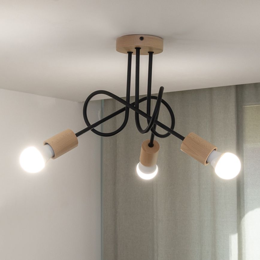 Накладна люстра OXFORD 3xE27/15W/230V сосна/чорна