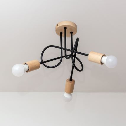 Накладна люстра OXFORD 3xE27/15W/230V сосна/чорна