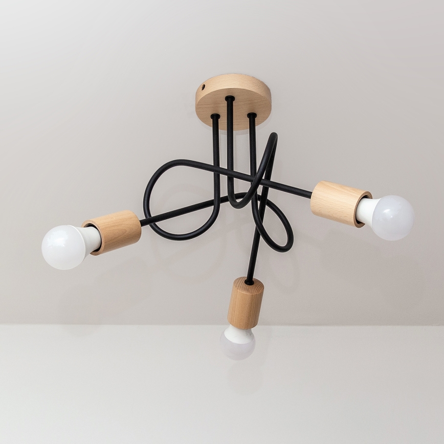 Накладна люстра OXFORD 3xE27/15W/230V сосна/чорна