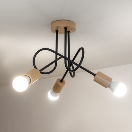 Накладна люстра OXFORD 3xE27/15W/230V сосна/чорна