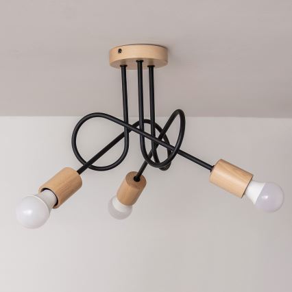 Накладна люстра OXFORD 3xE27/15W/230V сосна/чорна