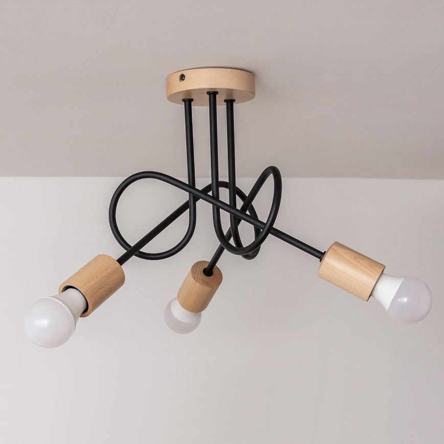 Накладна люстра OXFORD 3xE27/15W/230V сосна/чорна