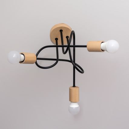 Накладна люстра OXFORD 3xE27/15W/230V сосна/чорна