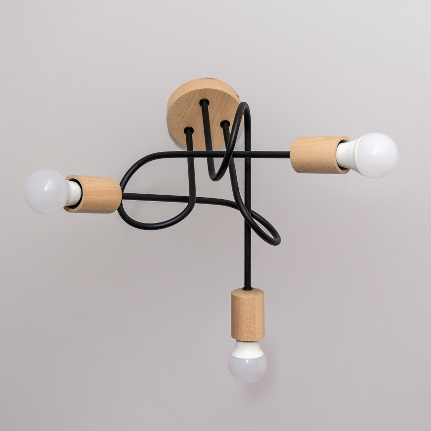 Накладна люстра OXFORD 3xE27/15W/230V сосна/чорна