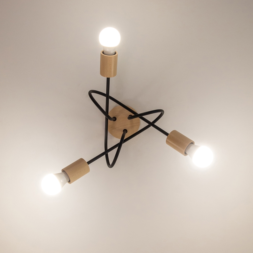 Накладна люстра OXFORD 3xE27/15W/230V сосна/чорна