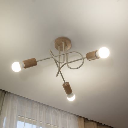 Накладна люстра OXFORD 3xE27/15W/230V сосна/кремова