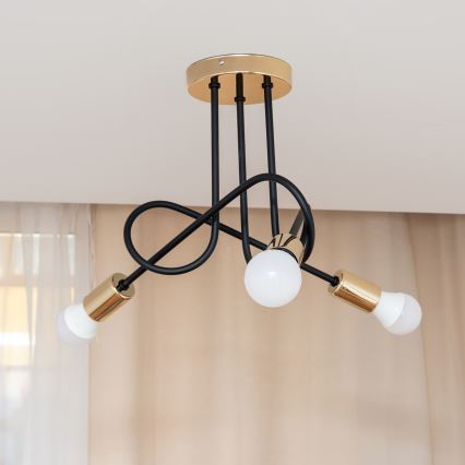 Накладна люстра OXFORD 3xE27/15W/230V золота/чорна