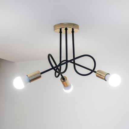 Накладна люстра OXFORD 3xE27/15W/230V золота/чорна
