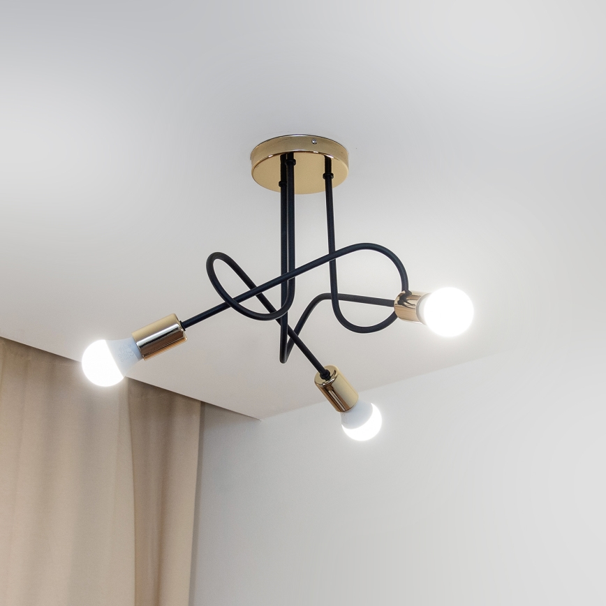 Накладна люстра OXFORD 3xE27/15W/230V золота/чорна