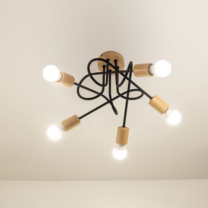 Накладна люстра OXFORD 5xE27/15W/230V сосна/чорна