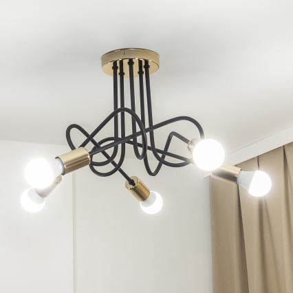 Накладна люстра OXFORD 5xE27/15W/230V золота/чорна