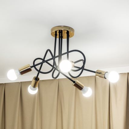 Накладна люстра OXFORD 5xE27/15W/230V золота/чорна