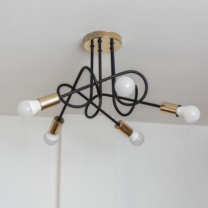 Накладна люстра OXFORD 5xE27/15W/230V золота/чорна