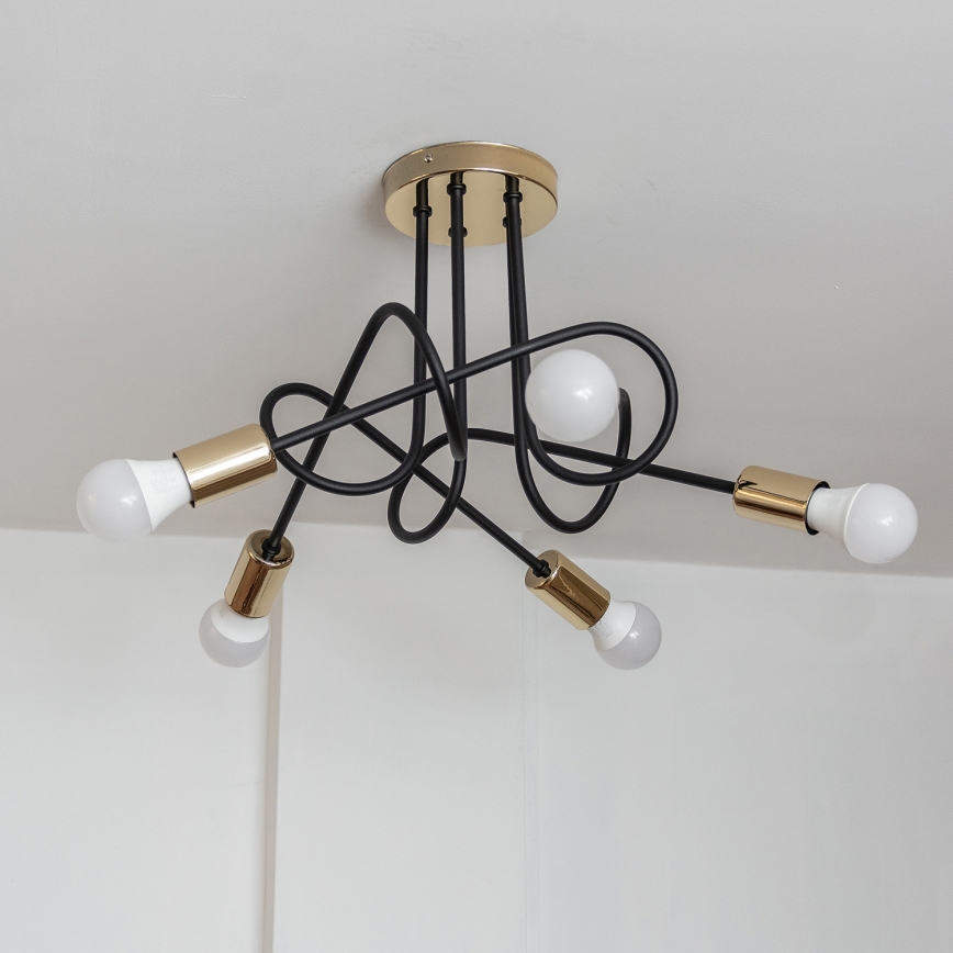 Накладна люстра OXFORD 5xE27/15W/230V золота/чорна