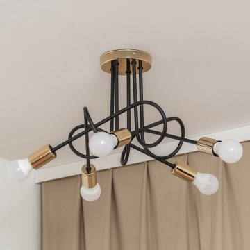 Накладна люстра OXFORD 5xE27/15W/230V золота/чорна