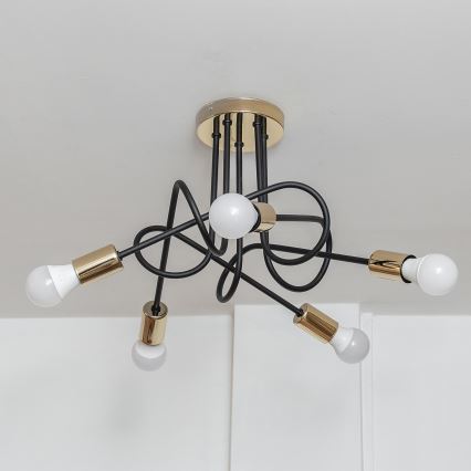 Накладна люстра OXFORD 5xE27/15W/230V золота/чорна