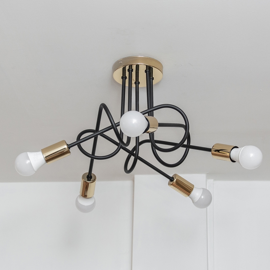 Накладна люстра OXFORD 5xE27/15W/230V золота/чорна